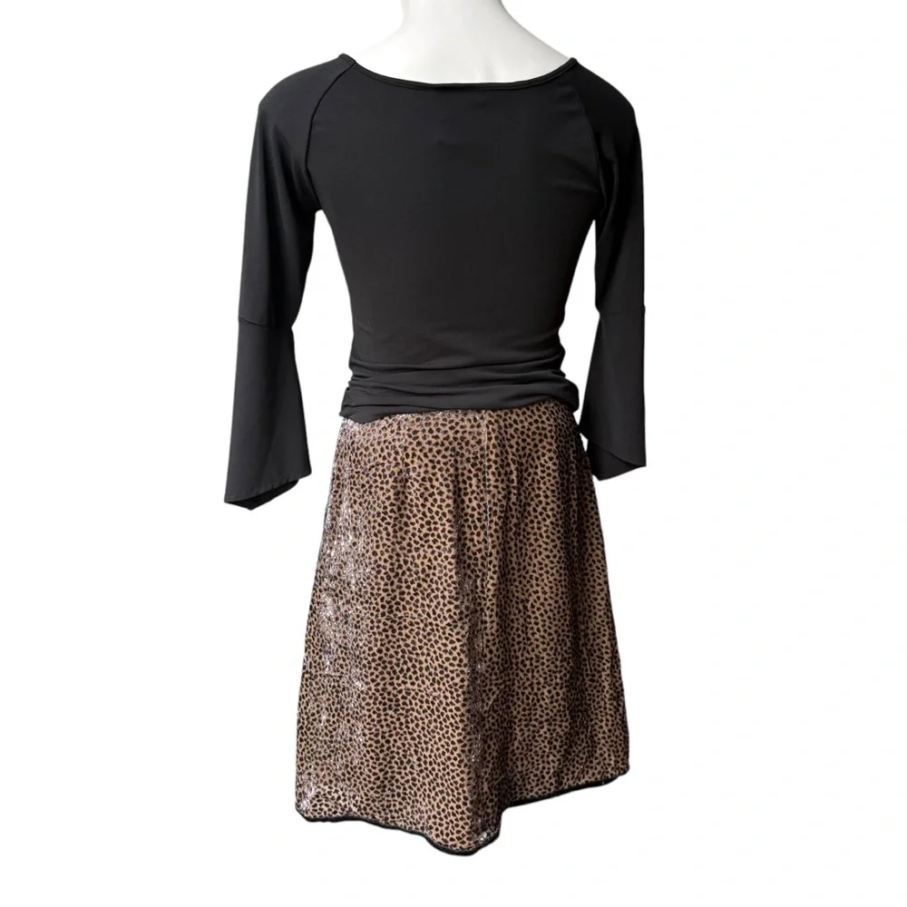 Elspeth Gibson London Animal Cheetah Print Dot Velvet Silk Blend Skirt - Picture 6 of 15